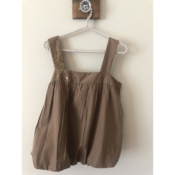 Banana Republic Tops - NWT Banana Republic Heritage Size M Bubble Blouse Brown Square Neck Sleeveless